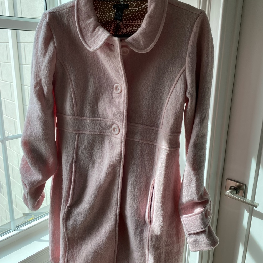 Babystyle maternity pea coat, light pink, size P.